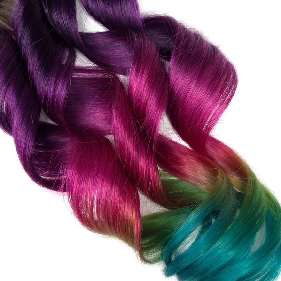 14 inch Purple Rainbow Color Melt Remy Clip in Human Hair Extensions main image 4